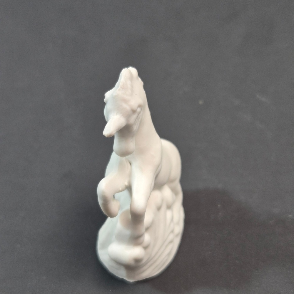 Vintage White Bisque Porcelain Unicorn Figurine Miniature Rearing Mythical Decor - Picture 3 of 4